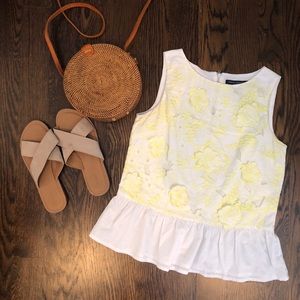 FRENCH CONNECTION WHITE PEPLUM TOP